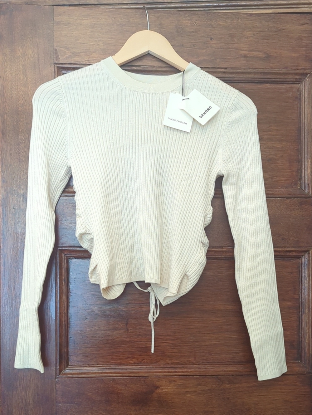 NWT Sandro Backless Knit Sweater Size M (2) Cream | Open Back Pullover